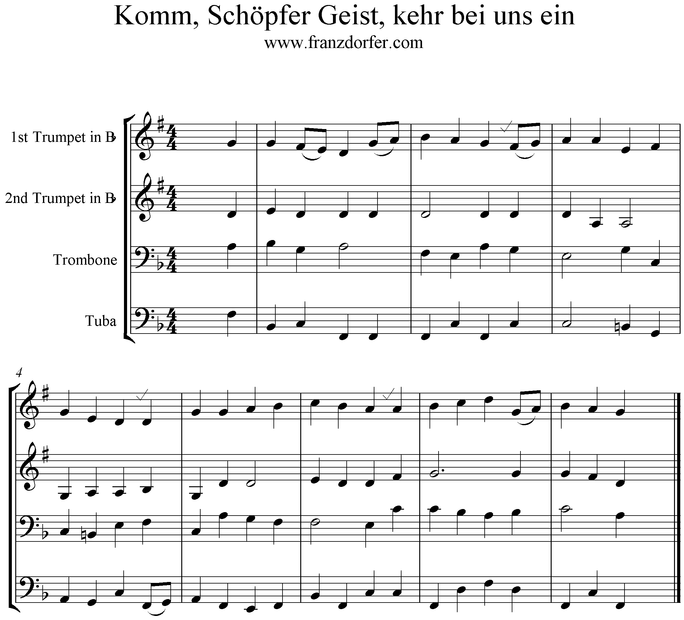 Blechbläser Quartett Noten